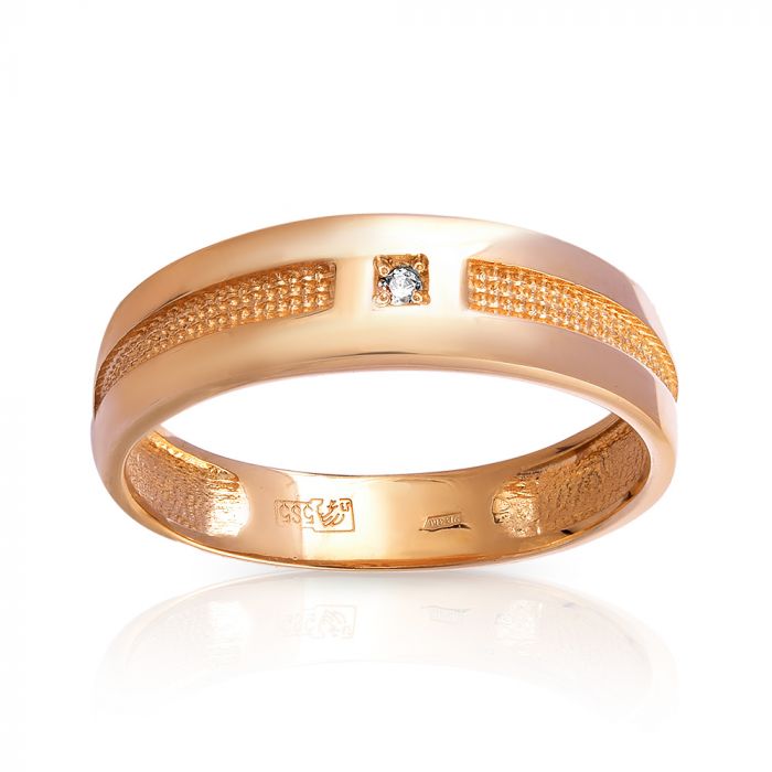 Золотое обручальное кольцо 5 мм с фианитом